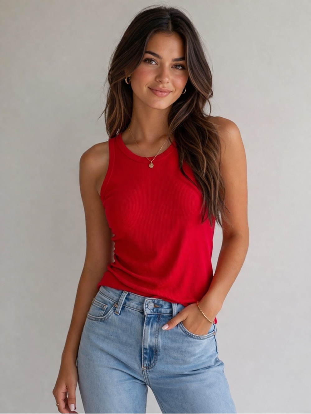 Babaton Red Sleeveless Tank Top